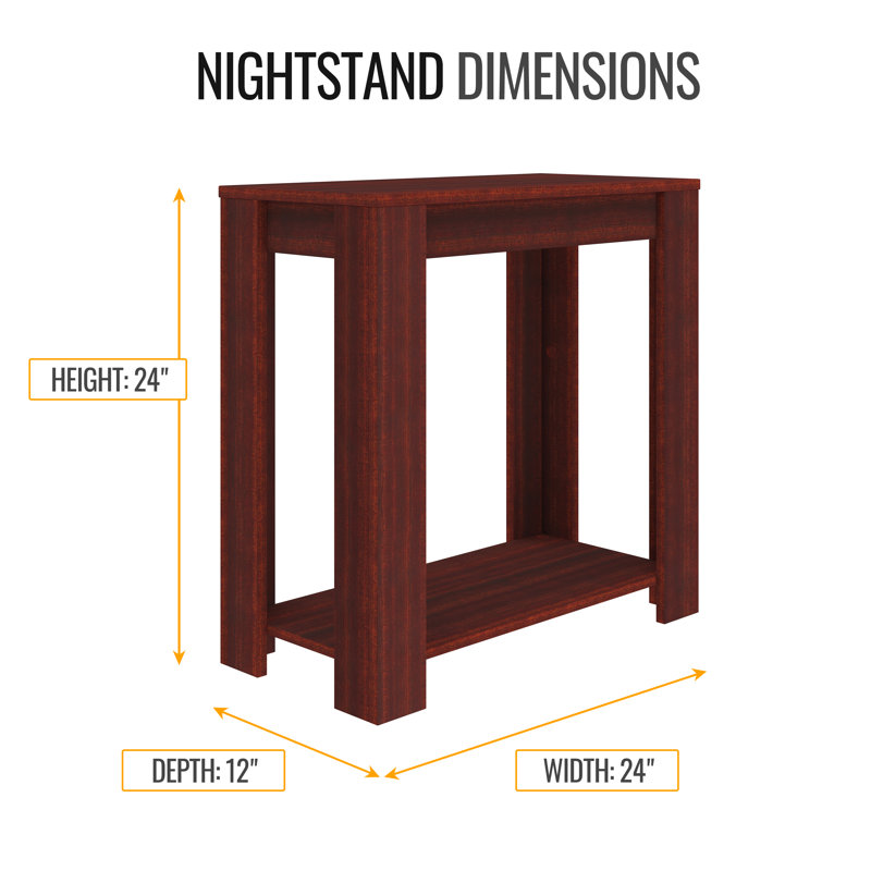 Brisbane Cherry MDF Open Storage Nightstand with Metal Handle
