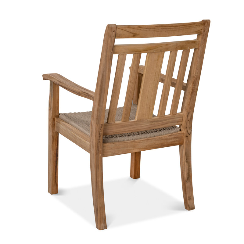 Natural Teak and Wicker Outdoor Dining Armchair