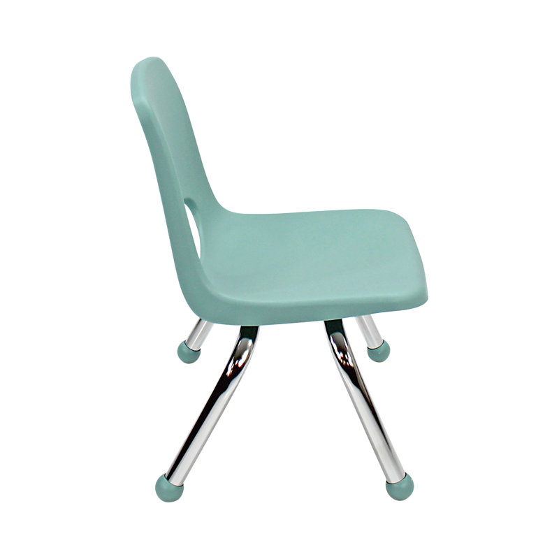 Seafoam 10" Plastic Classroom Stackable Chairs with Wheels, Set of 6