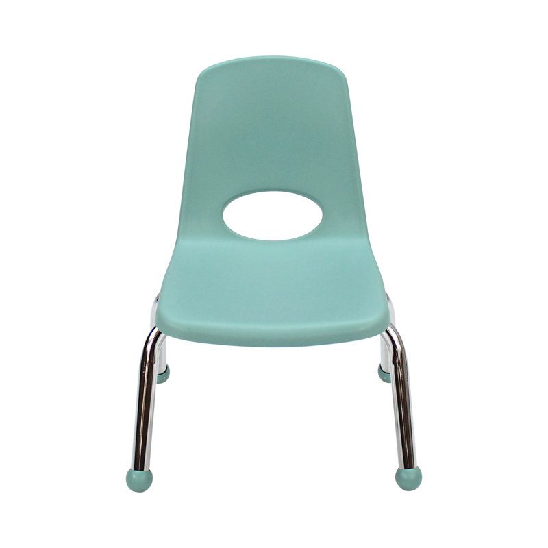 Seafoam 10" Plastic Classroom Stackable Chairs with Wheels, Set of 6