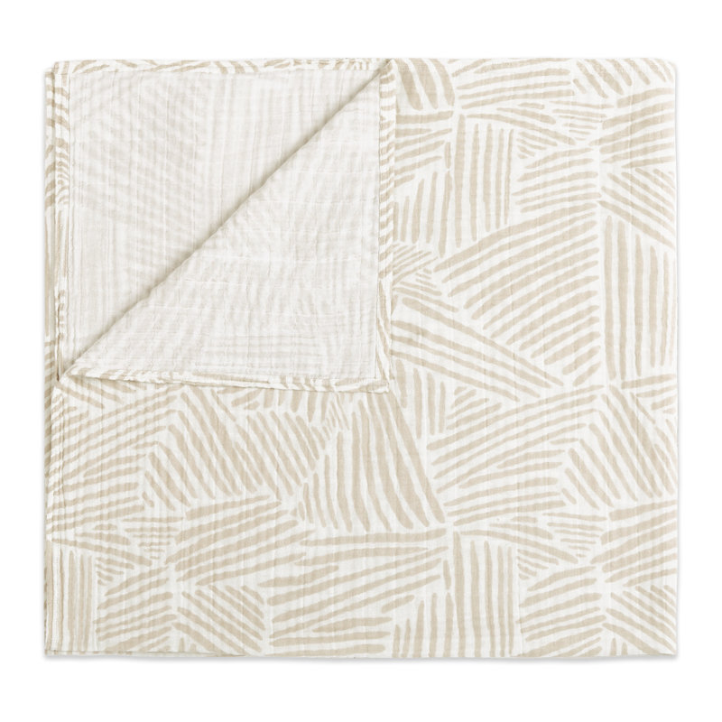 Oat Stripe Organic Cotton Muslin Baby Swaddle Blanket