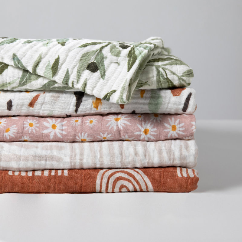 Oat Stripe Organic Cotton Muslin Baby Swaddle Blanket