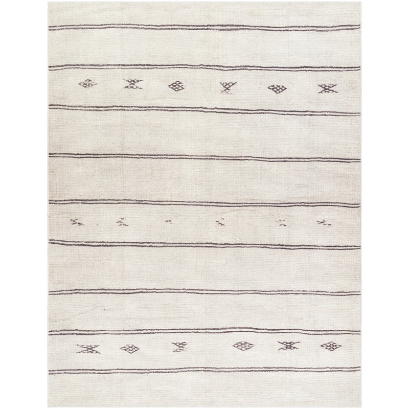 Modern Gray Stripe Synthetic Area Rug 6 ft 7 in Square