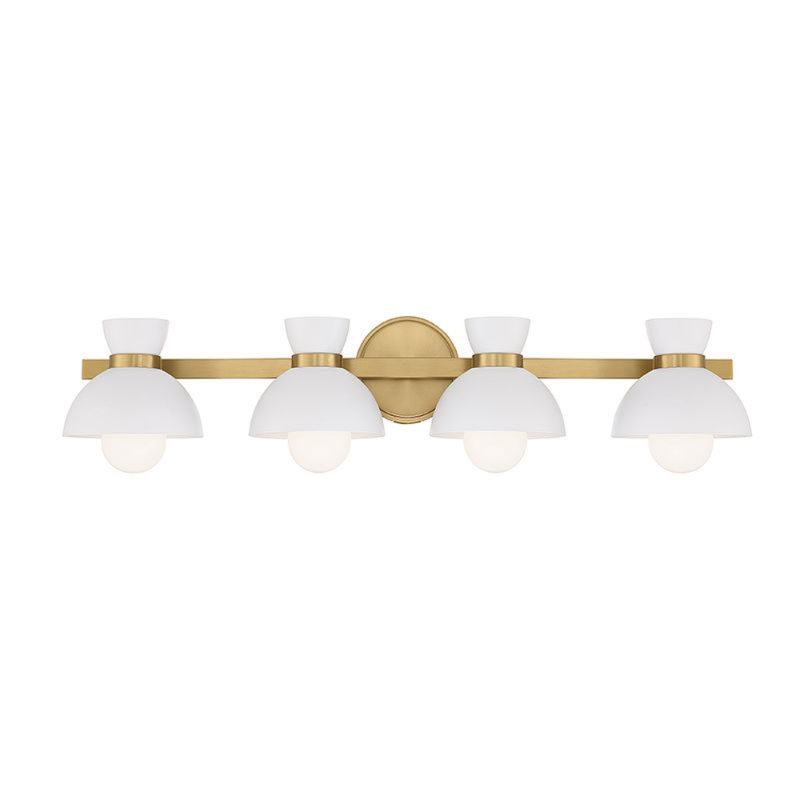 Zurie Natural Brass 4-Light Frosted Glass Dimmable Vanity Light
