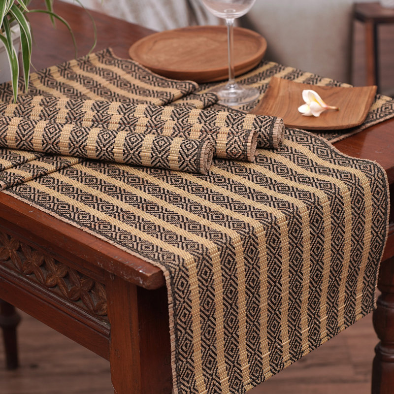Handwoven Black and Yellow Cotton Blend Placemat Set