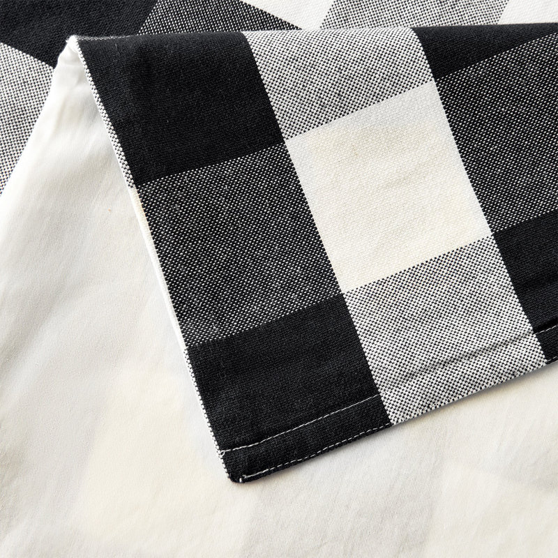 Camille Queen Black Cotton Buffalo Check Comforter Set - 3 Pieces
