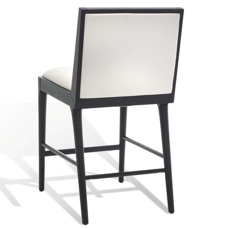 Laycee 36" Black & White Linen and Wood Counter Stool