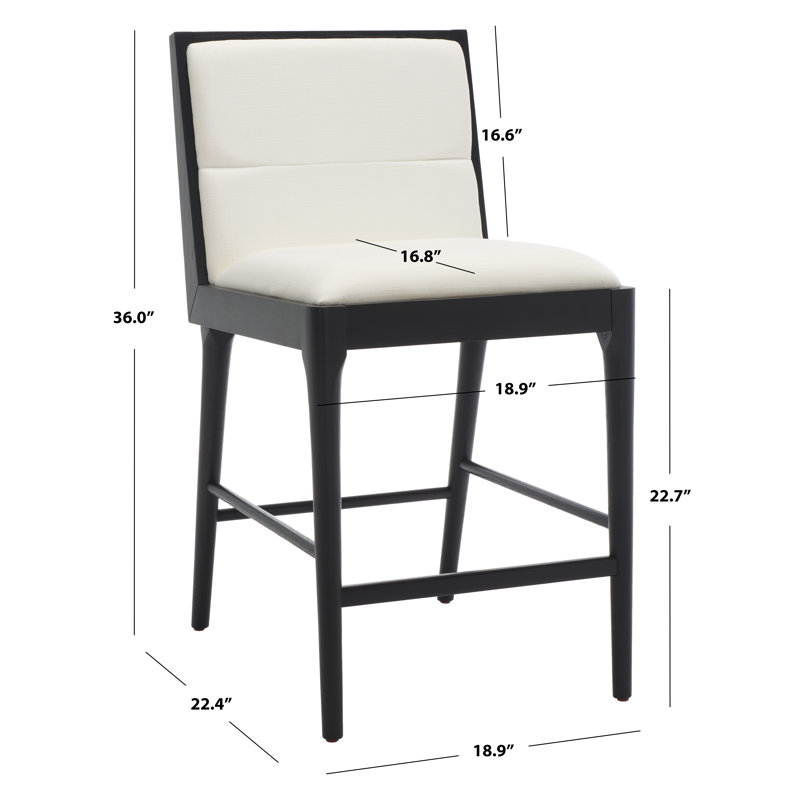Laycee 36" Black & White Linen and Wood Counter Stool