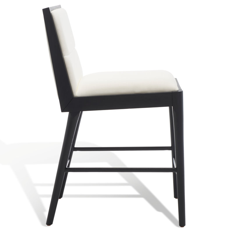 Laycee 36" Black & White Linen and Wood Counter Stool