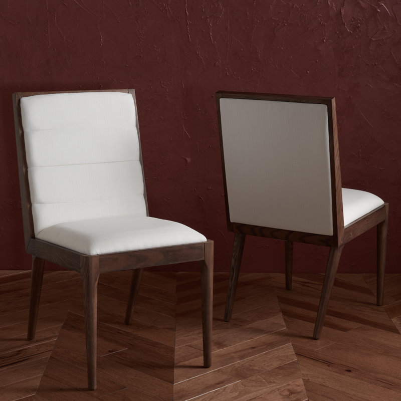 Laycee Walnut & White Tufted Upholstered Dining Chair Set