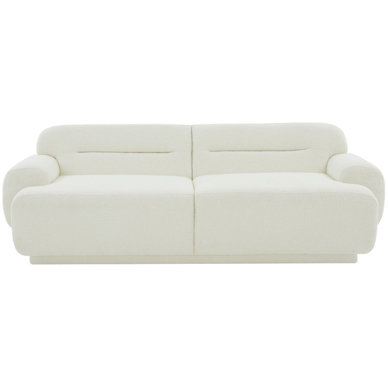 Taylina Plush Ivory Boucle 91'' Sofa with Down Fill Cushions