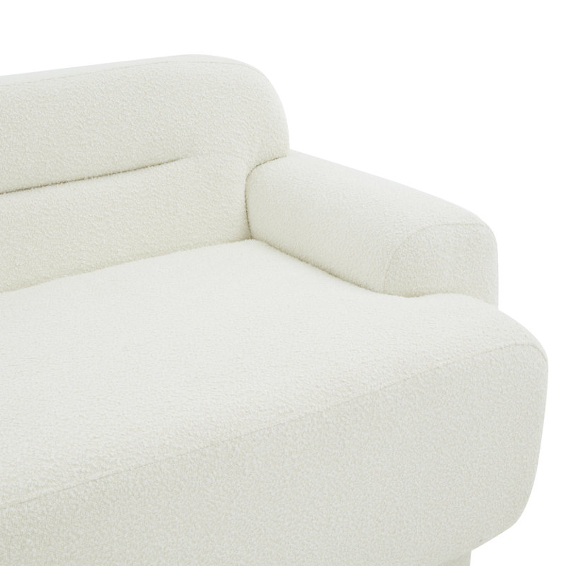 Taylina Plush Ivory Boucle 91'' Sofa with Down Fill Cushions
