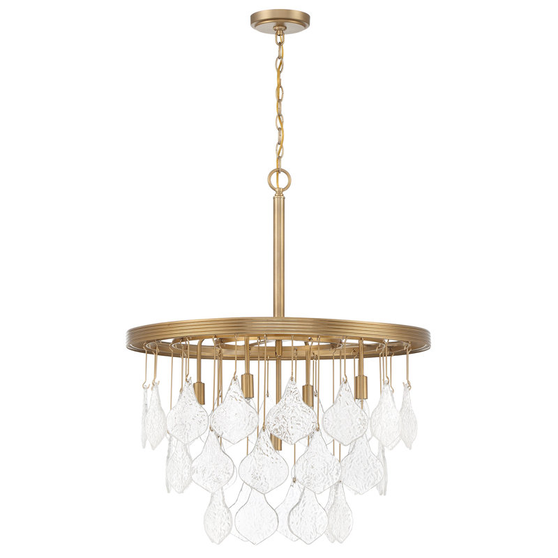 Vesi Satin Brass and Clear Glass 5-Light Pendant
