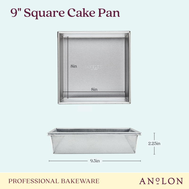 Silver Square Silicone Non-Stick Cake Pan, 9 Inch