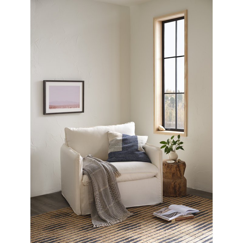 22" Blue and Gray Polyester Square Throw Pillow