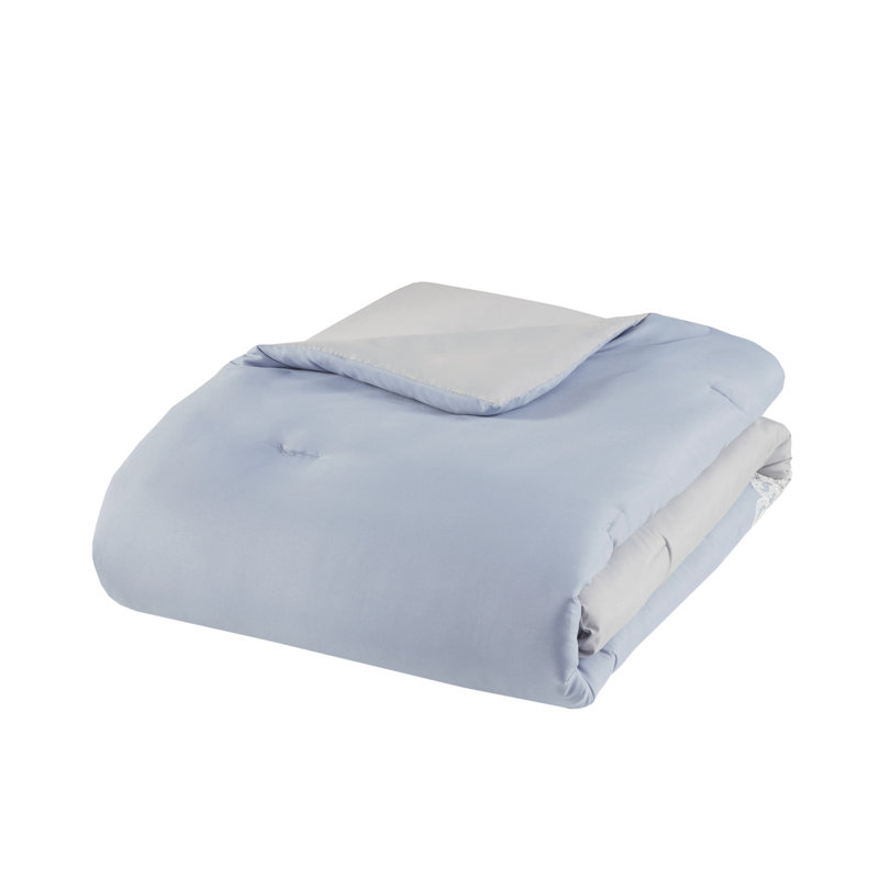 King Gray and Blue Reversible Microfiber Comforter Set