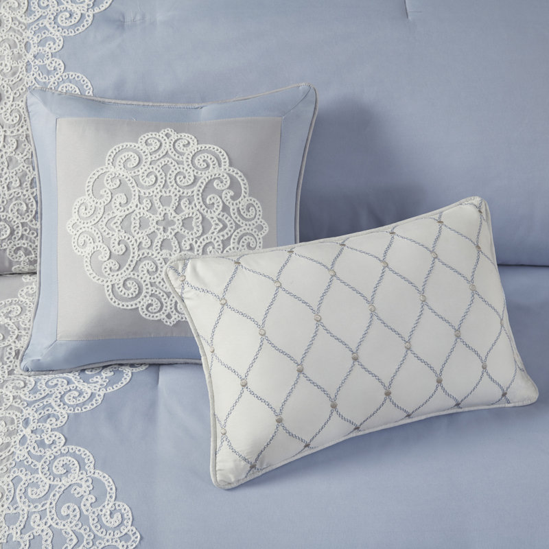 King Gray and Blue Reversible Microfiber Comforter Set