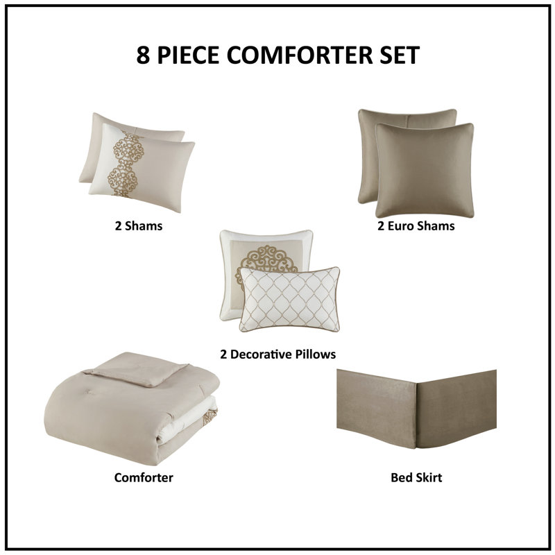 California King Blue and Gray Embroidered Microfiber Comforter Set