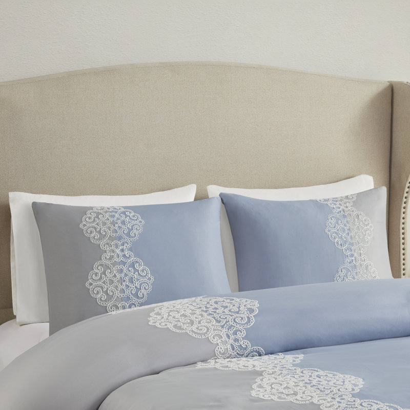 King Gray and Blue Reversible Microfiber Comforter Set
