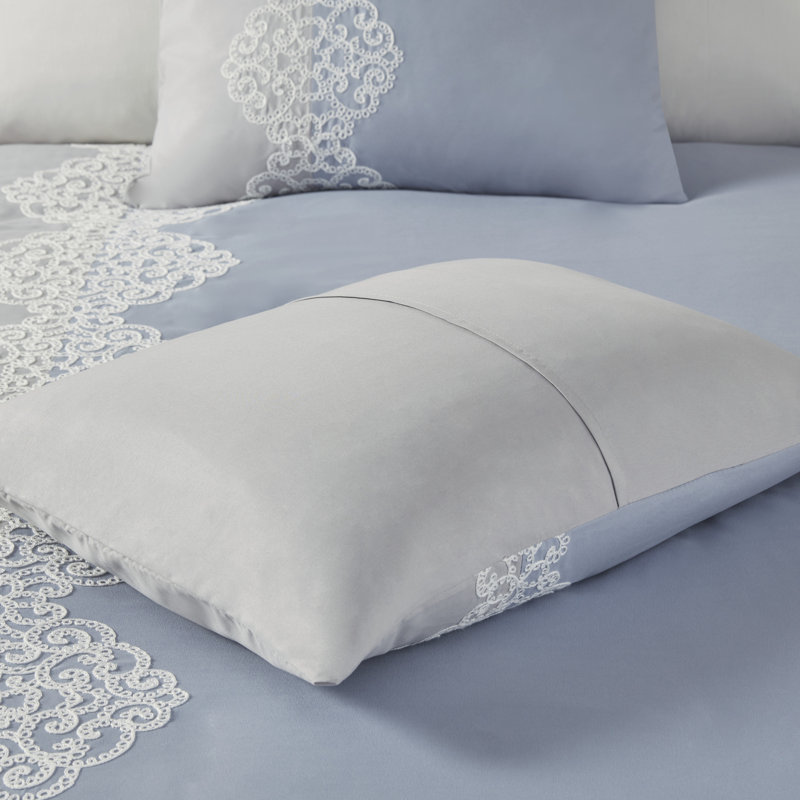 King Gray and Blue Reversible Microfiber Comforter Set