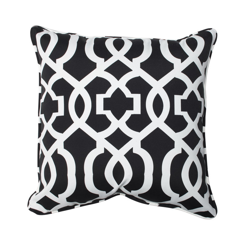 Black and White Geometric Outdoor Throw Pillow Set