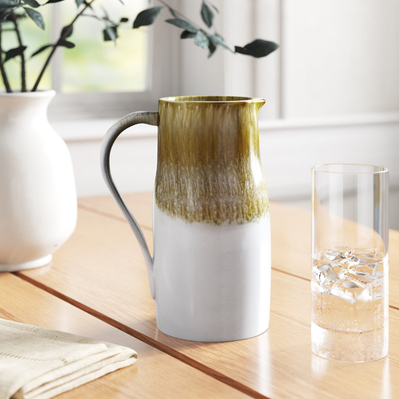Point Lobos 8-Cup Rustic Brown and White Stoneware Pitcher