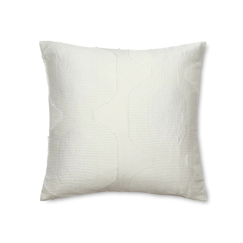 White Cotton Blend Euro Sham with Geometric Pattern