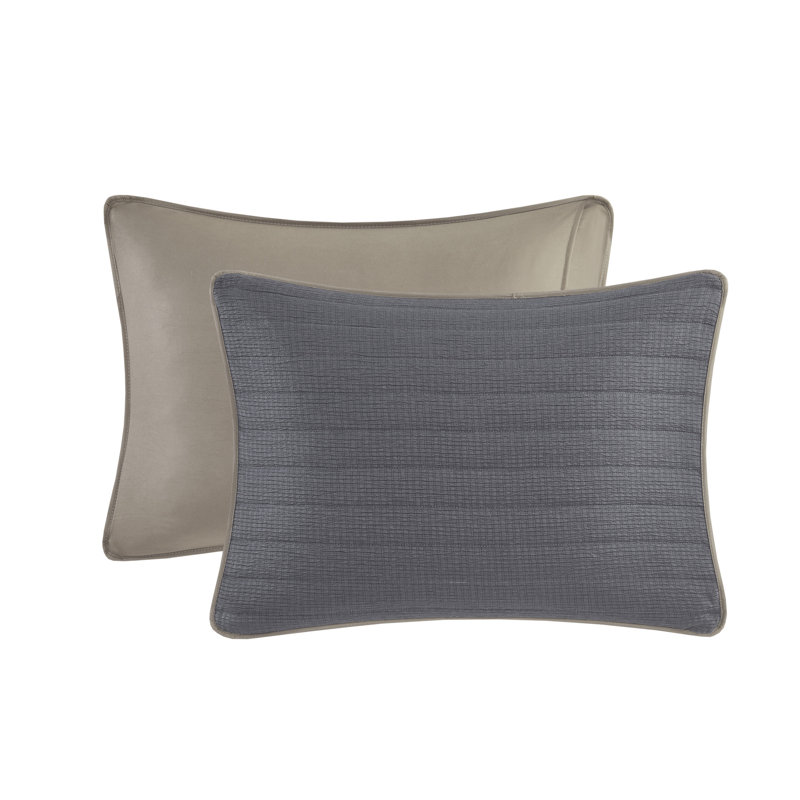 Charcoal King Reversible Microfiber 3-Piece Quilt Set
