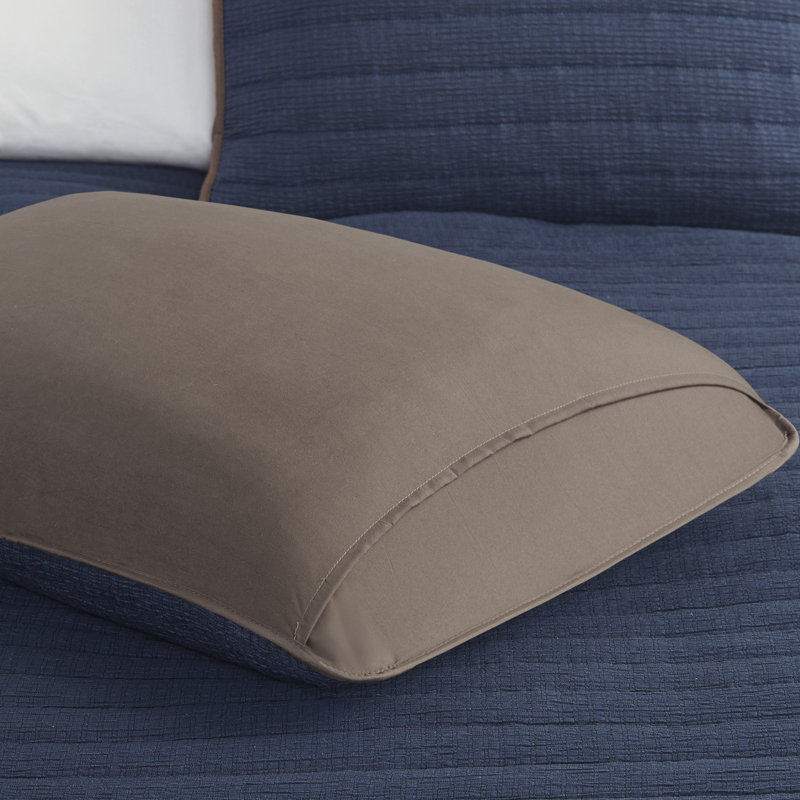 Navy and Brown Reversible Microfiber Full Quilt Set
