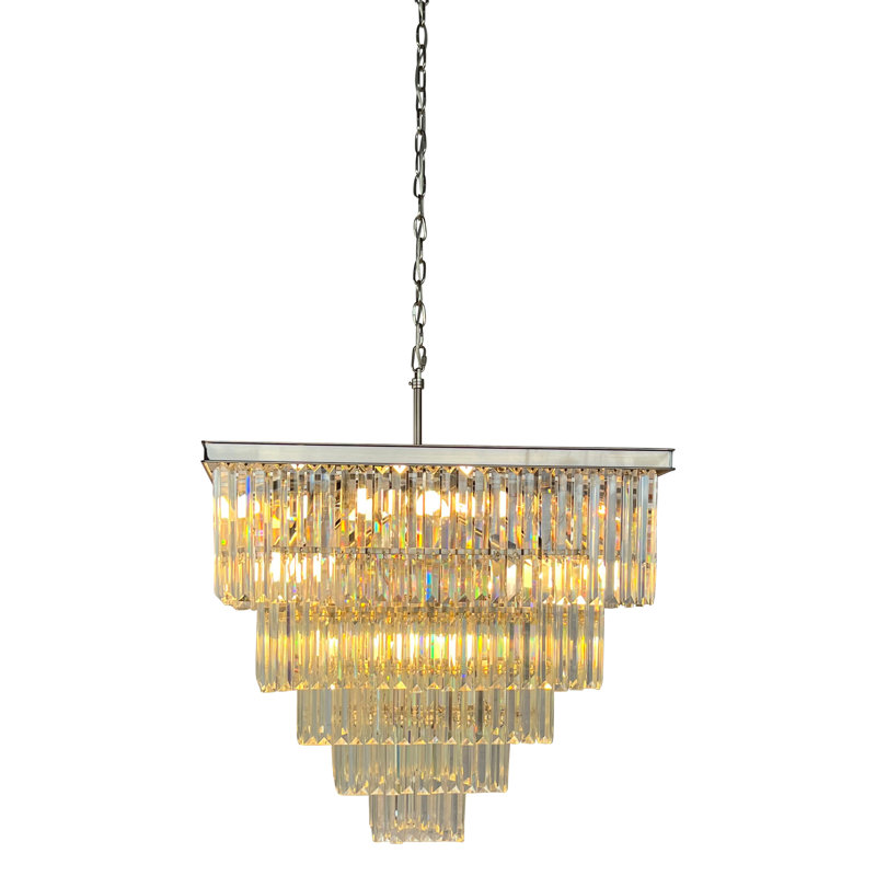 D'Angelo 16-Light Square Crystal Prism Chandelier in Black