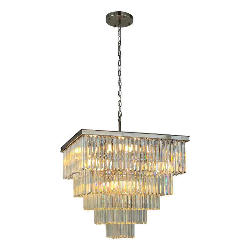 D'Angelo 16-Light Square Crystal Prism Chandelier in Black