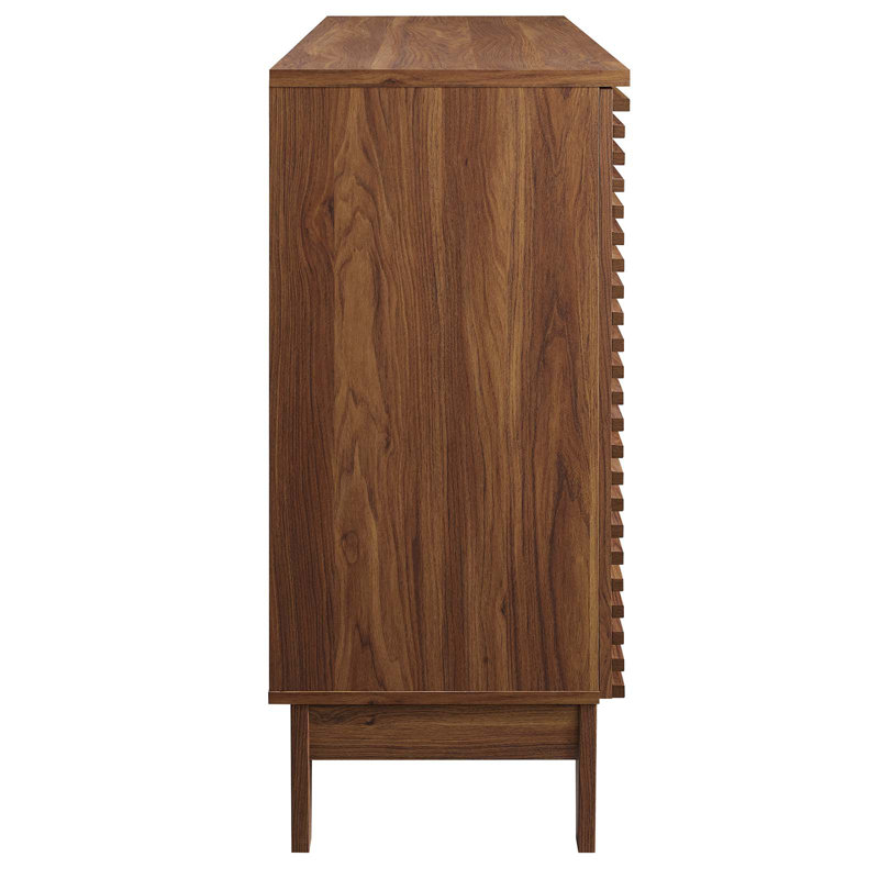 Mid-Century Walnut Grain Laminate Bar Cabinet with Wine Rack