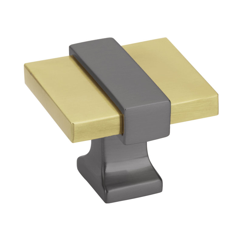 1-3/8" Brushed Gold and Black Chrome Square Knob