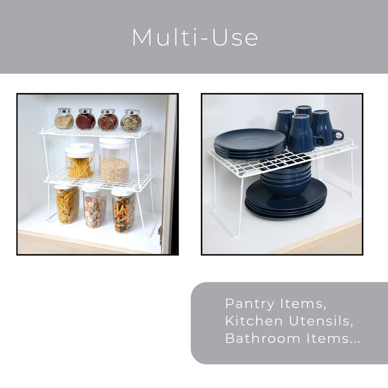 Large White Metal Stacking Cabinet Shelf Rack