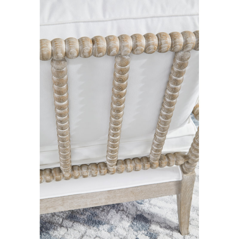 Natural Gray Oak and Pearl Upholstered Chaise Lounge with Brass Castors