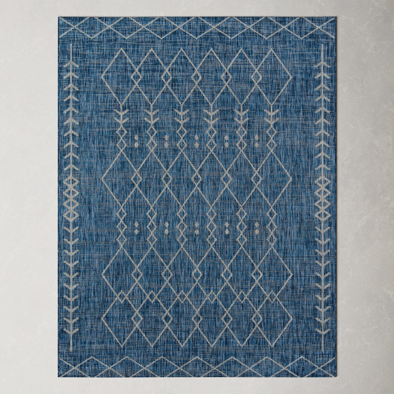 Contemporary Monaco 5'3" x 7'6" Blue Geometric Synthetic Rug