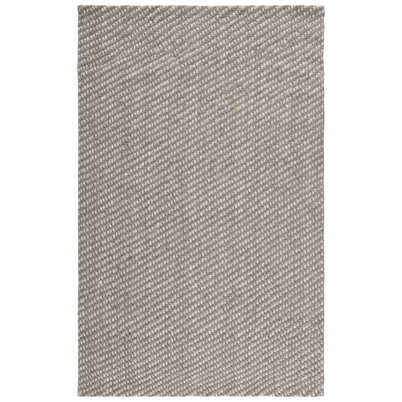 Natural/Grey Hand-knotted Wool and Cotton 5' x 8' Rug