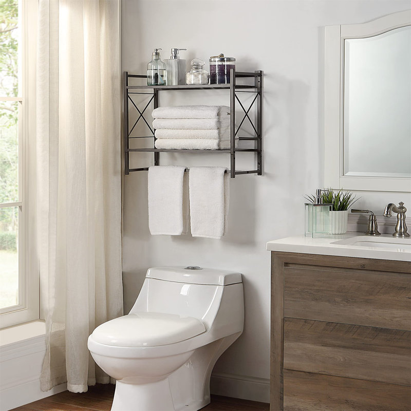 Bronze 2-Tier Wall Mounted Bathroom Shelf with Towel Bar