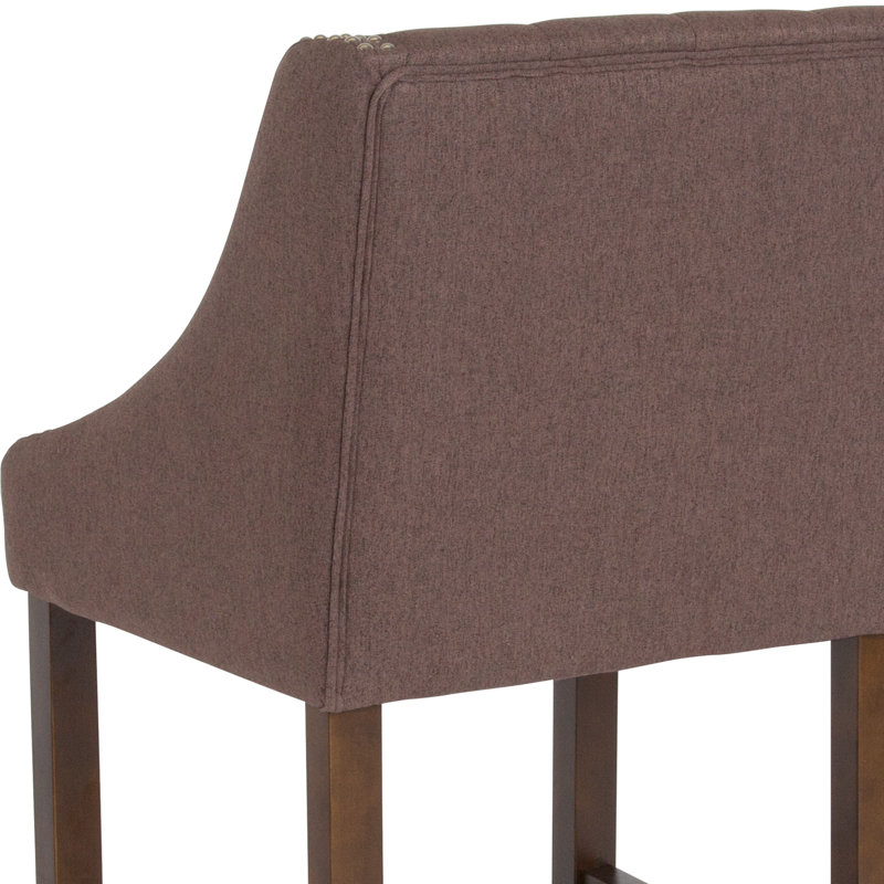 Transitional Charcoal Fabric Tufted Walnut Wood Counter Stool, Set of 2