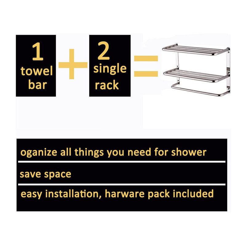 24-Inch Polished Stainless Steel Wall-Mounted Double Towel Rack