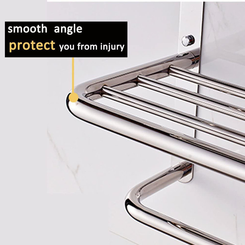 24-Inch Polished Stainless Steel Wall-Mounted Double Towel Rack