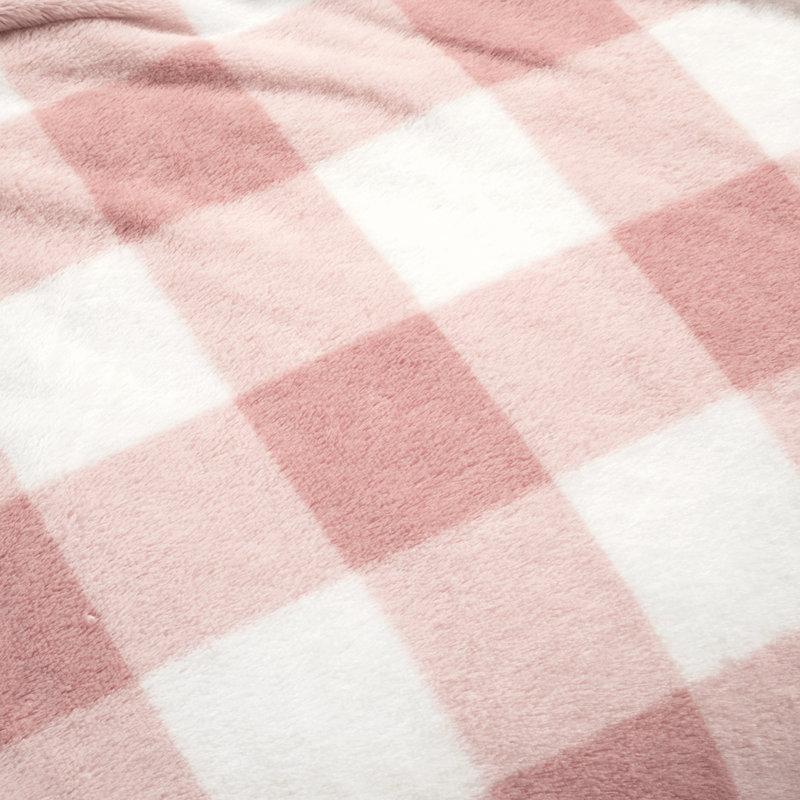 Blush Plaid Faux Fur Twin Comforter Set