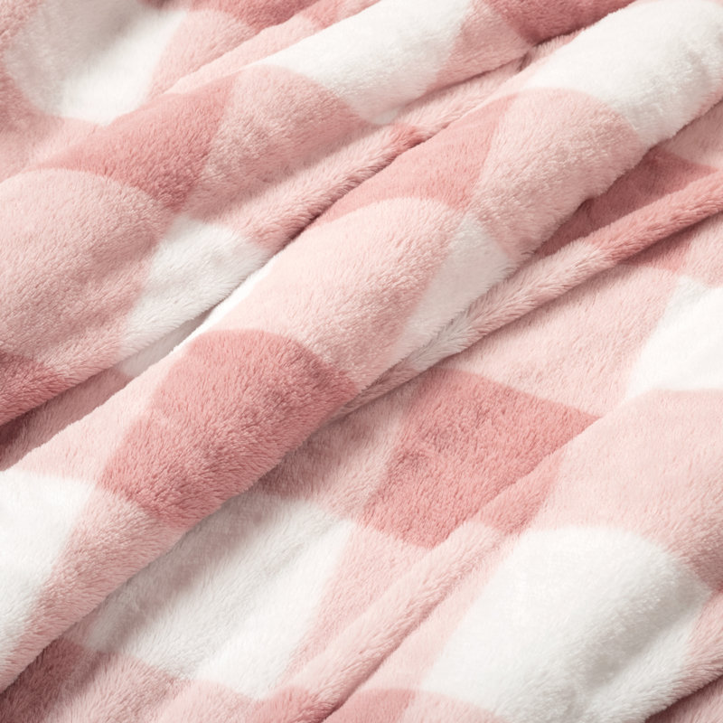 Blush Plaid Faux Fur Twin Comforter Set
