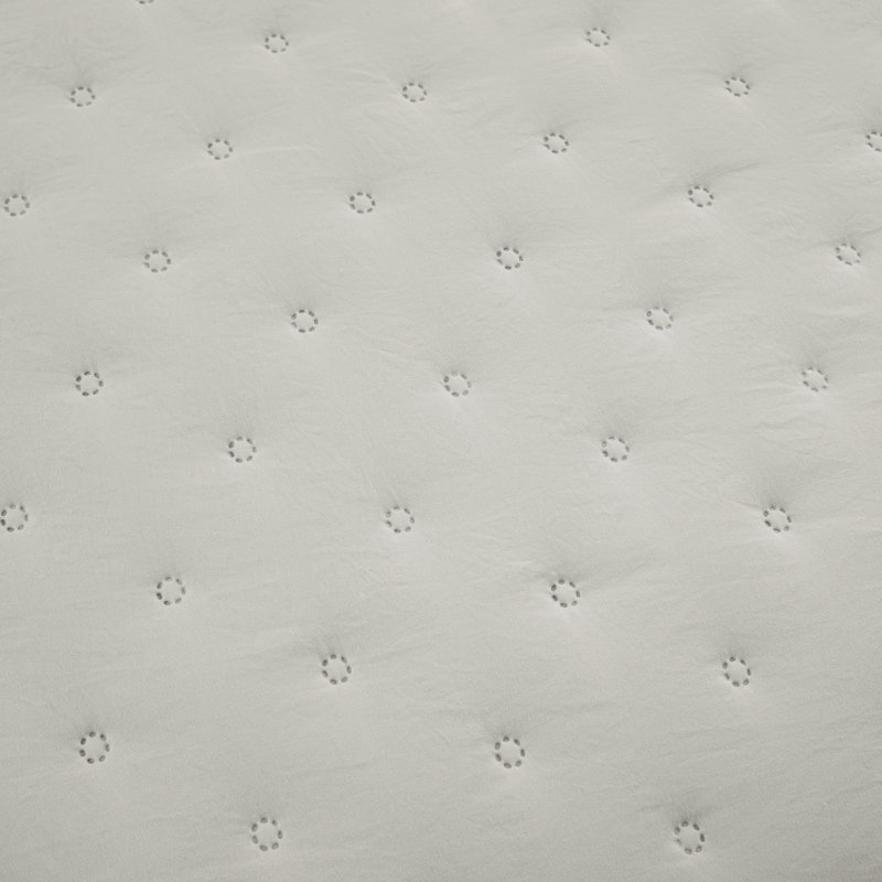 Light Gray King Microfiber Reversible Quilt Set with Ruffles