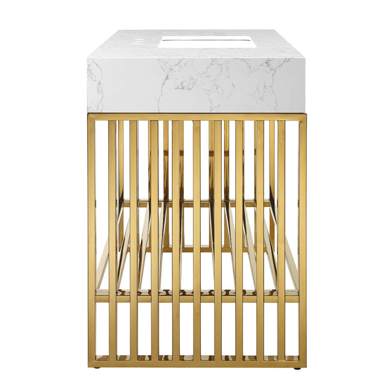 Gridiron 48'' White Gold Modern Bathroom Vanity with Marble Top