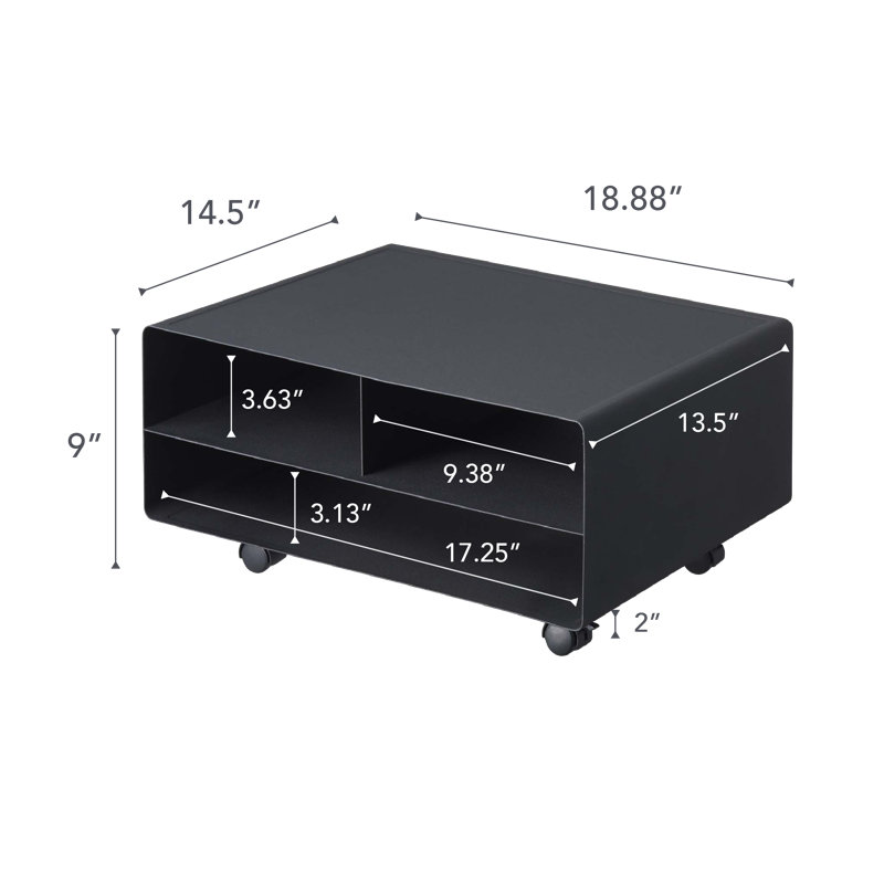 Yamazaki Tower Sleek Black Steel Desktop Printer Stand with Wheels