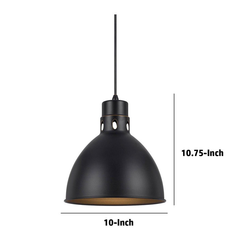 Bronze Dome Pendant Light with Metal Shade