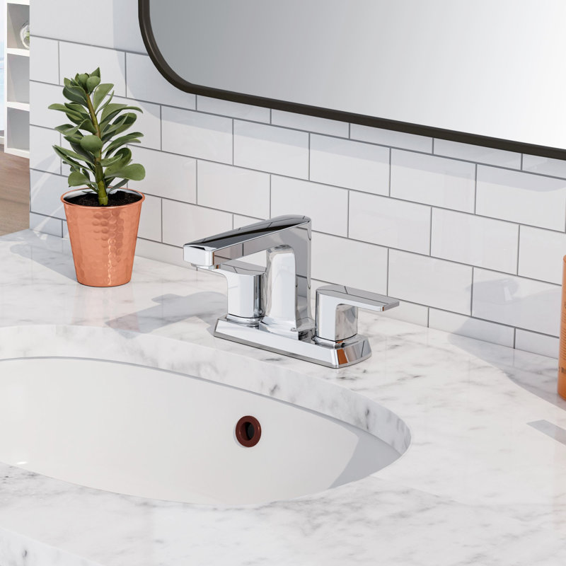 Chrome Polished 2-Handle Centerset Bathroom Faucet with Drain Assembly