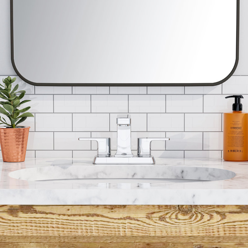 Chrome Polished 2-Handle Centerset Bathroom Faucet with Drain Assembly