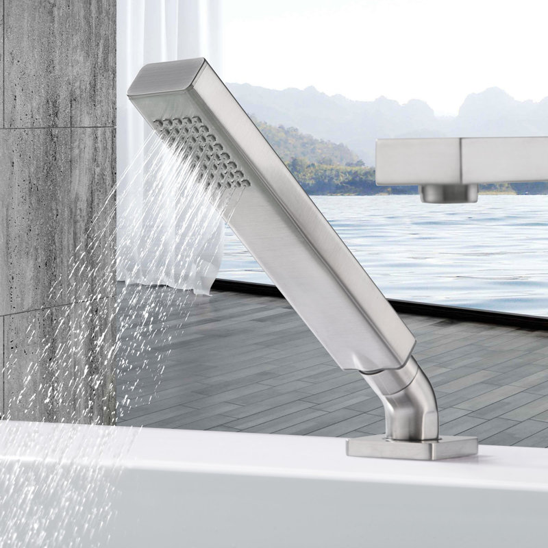 Brushed Nickel Single Handle Deck-Mounted Tub Faucet with Hand Shower